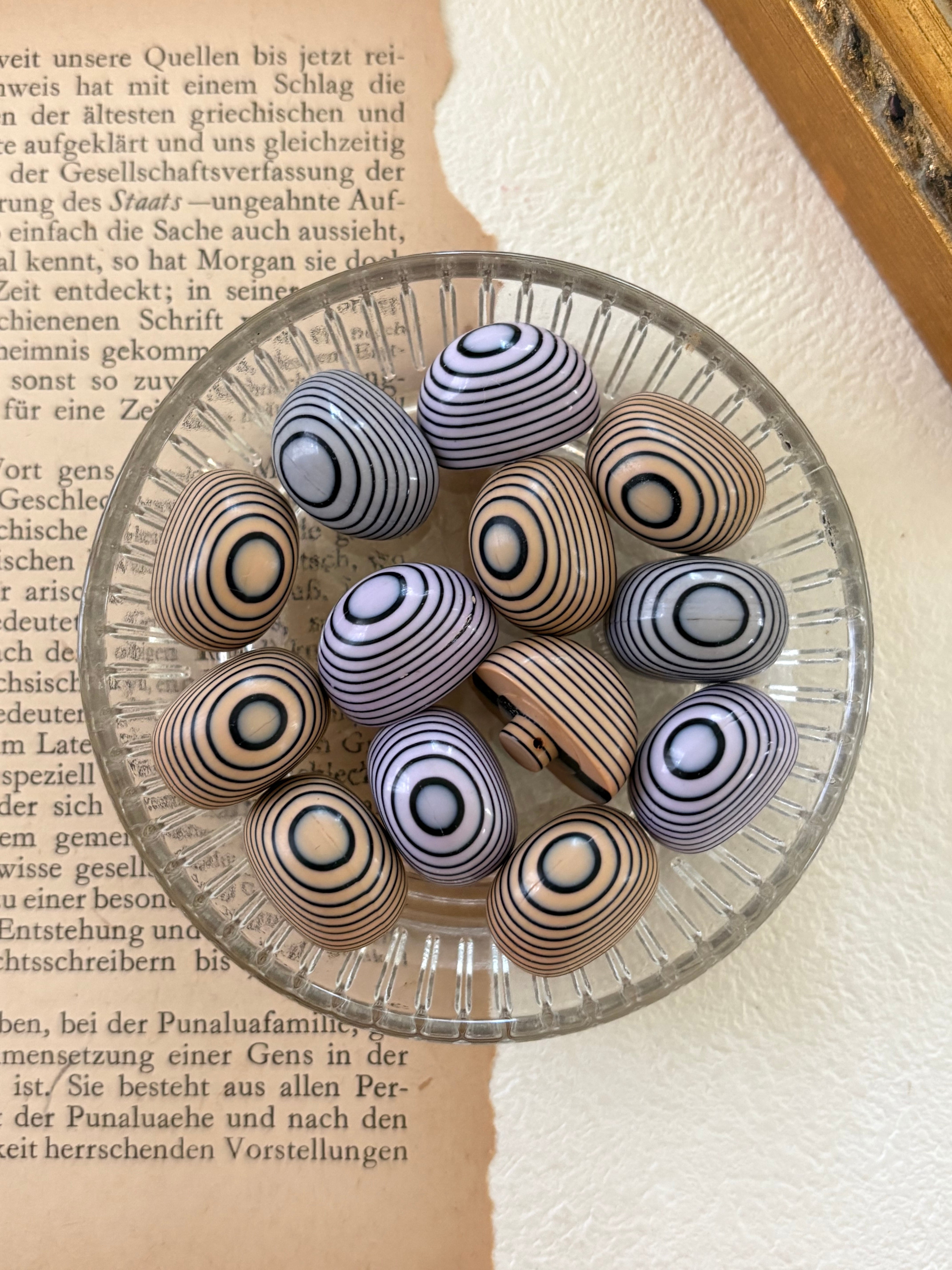 SALE 18mm×13mm Japanese ヴィンテージボタン ドーム型 ピンク/オレンジブラウン レトロ アクセサリーパーツ 装飾材 カルトナージュ