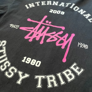 【STUSSY】バックプリント アーチロゴ Tシャツ international stussy tribe ドクロ ワンポイント ステューシー Lサイズ US古着 アメリカ古着