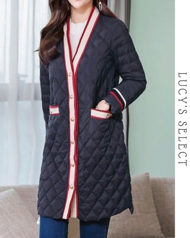 Quilted medium coat   A1089