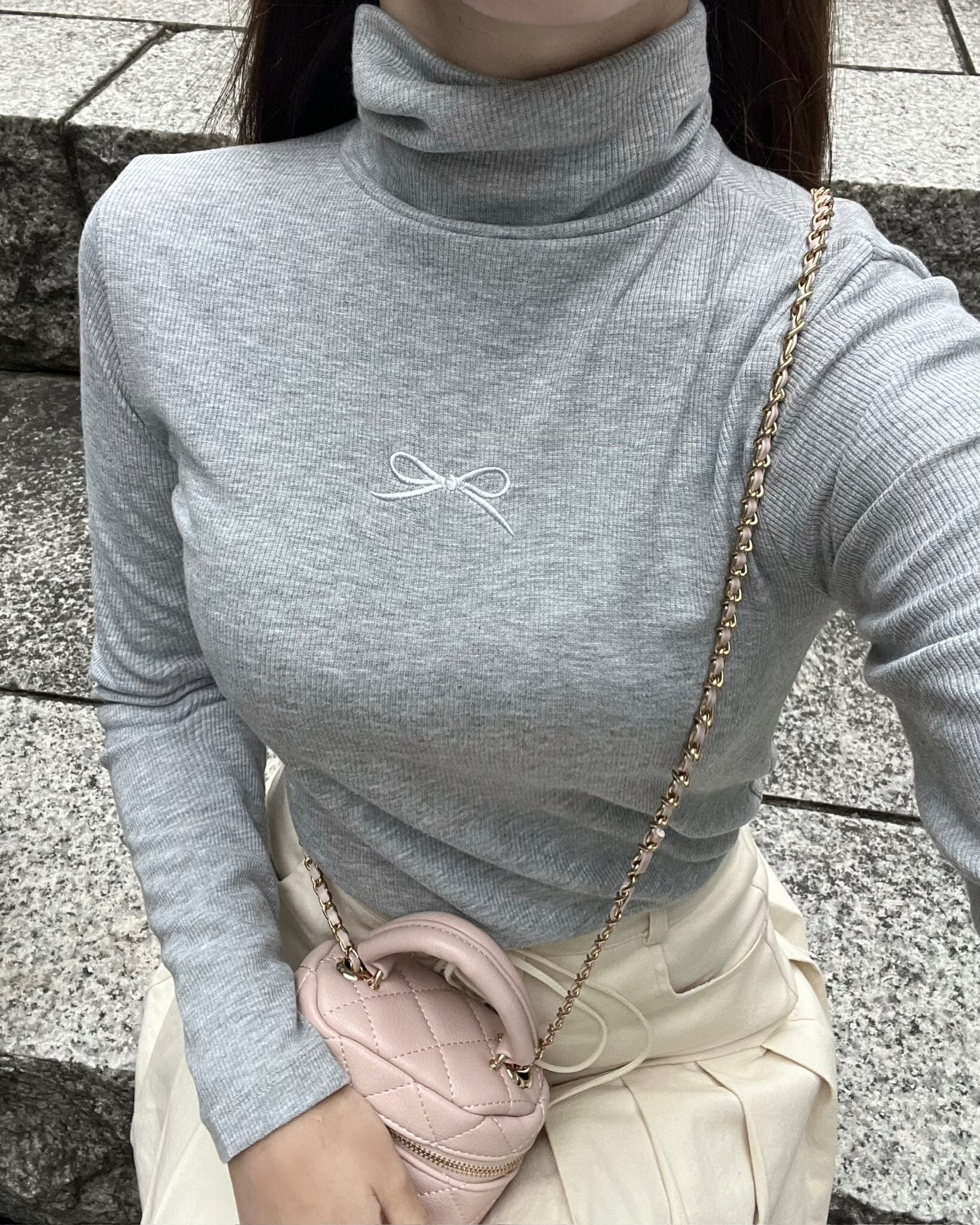 最終値下げ ribbon point turtle knit tops gray 最終値下げ ribbon point turtle knit tops gray Ribbon point turtle