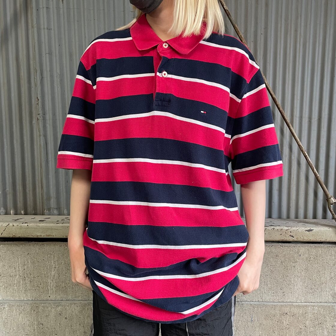 TOMMY HILFIGER トミーヒルフィガー 鹿の子 ボーダー ポロシャツ 