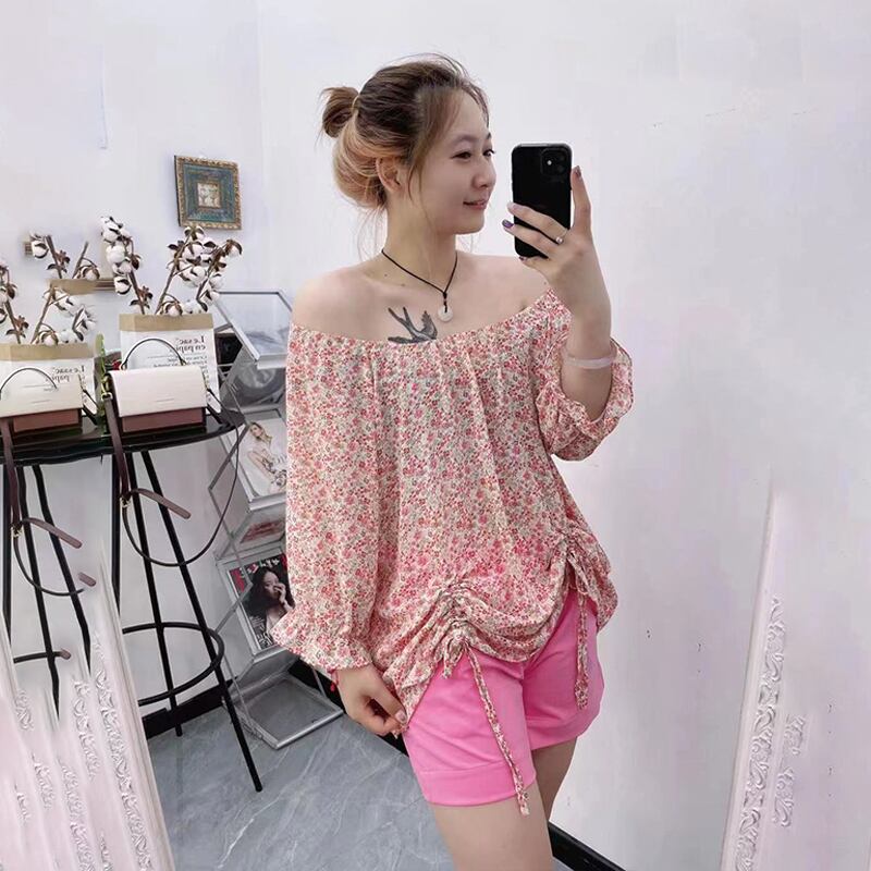 フローラルTシャツ サマールーズドレス トップス ロング 大きめサイズ 夏物 花柄 ミックスインファッション13501078384