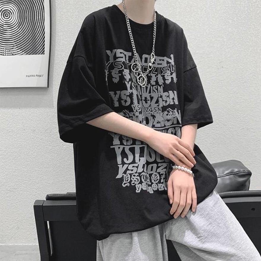サブカル 服 地雷系 通販 Tシャツ メンズ プリント オーバーサイズ Z世代