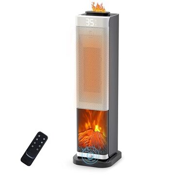 セラミックヒーター タワー型【2026新登場・3D水蒸気LED暖炉】【1秒速 