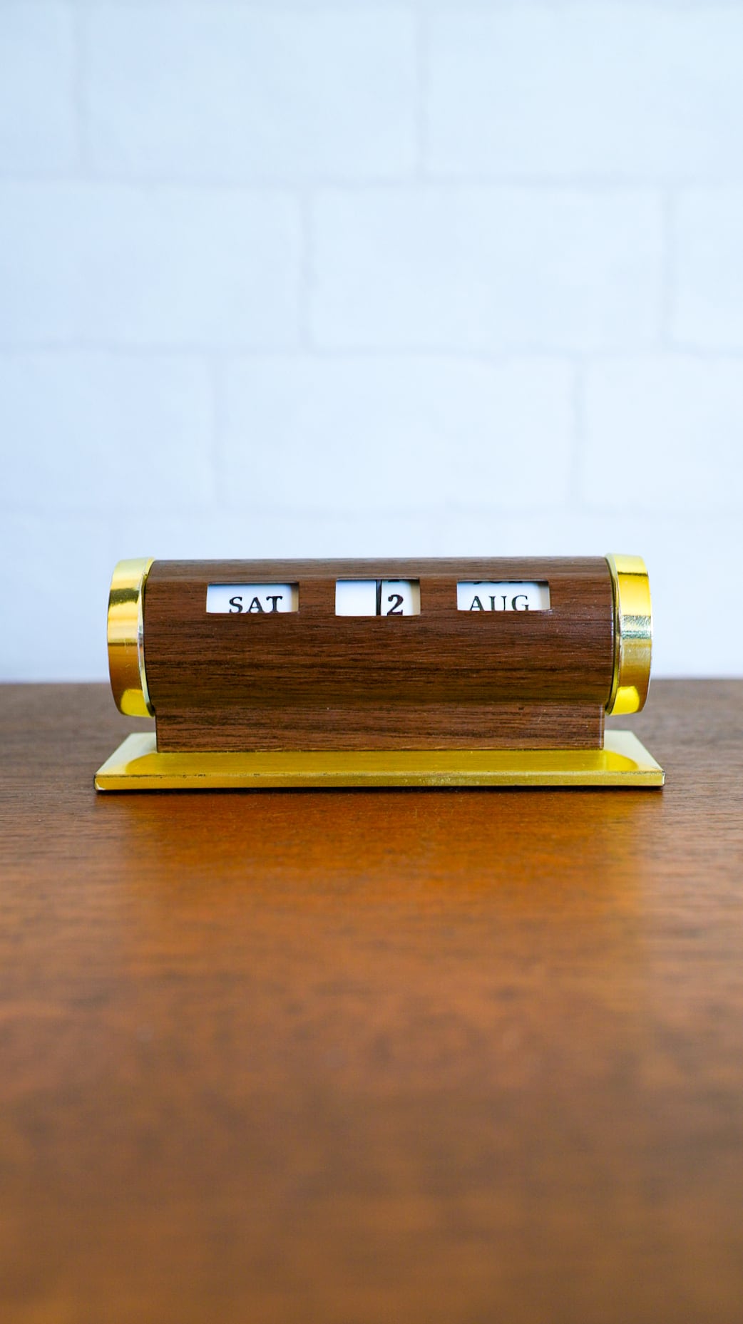 【VINTAGE】PARK SHERMAN パークシャーマン 卓上カレンダー 円柱型《デスク 万年 ウォールナット 真鍮 ヴィンテージ》