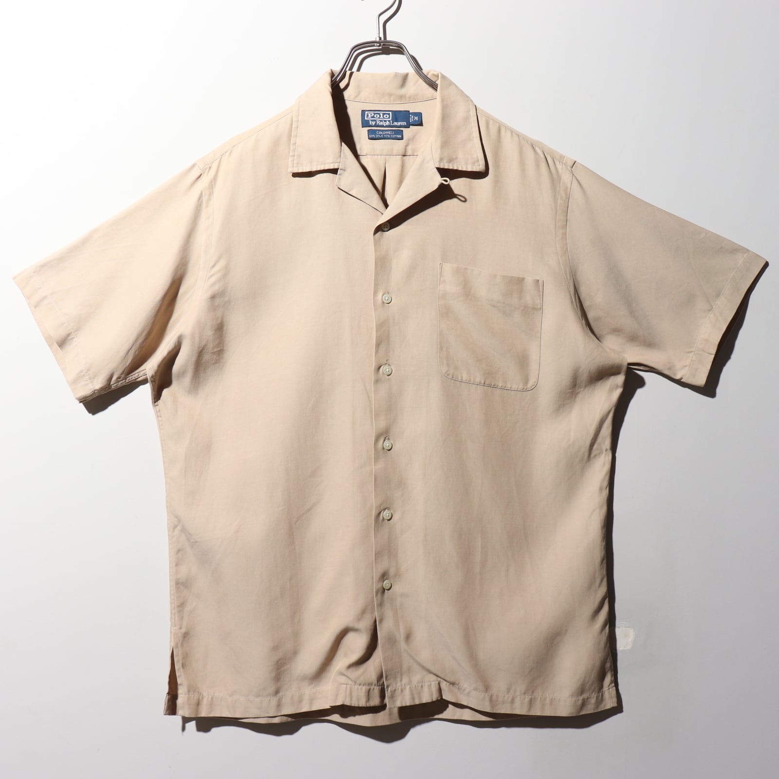 美品 M 完全無地 シルクコットン ベージュ Caldwell ポロラルフ 