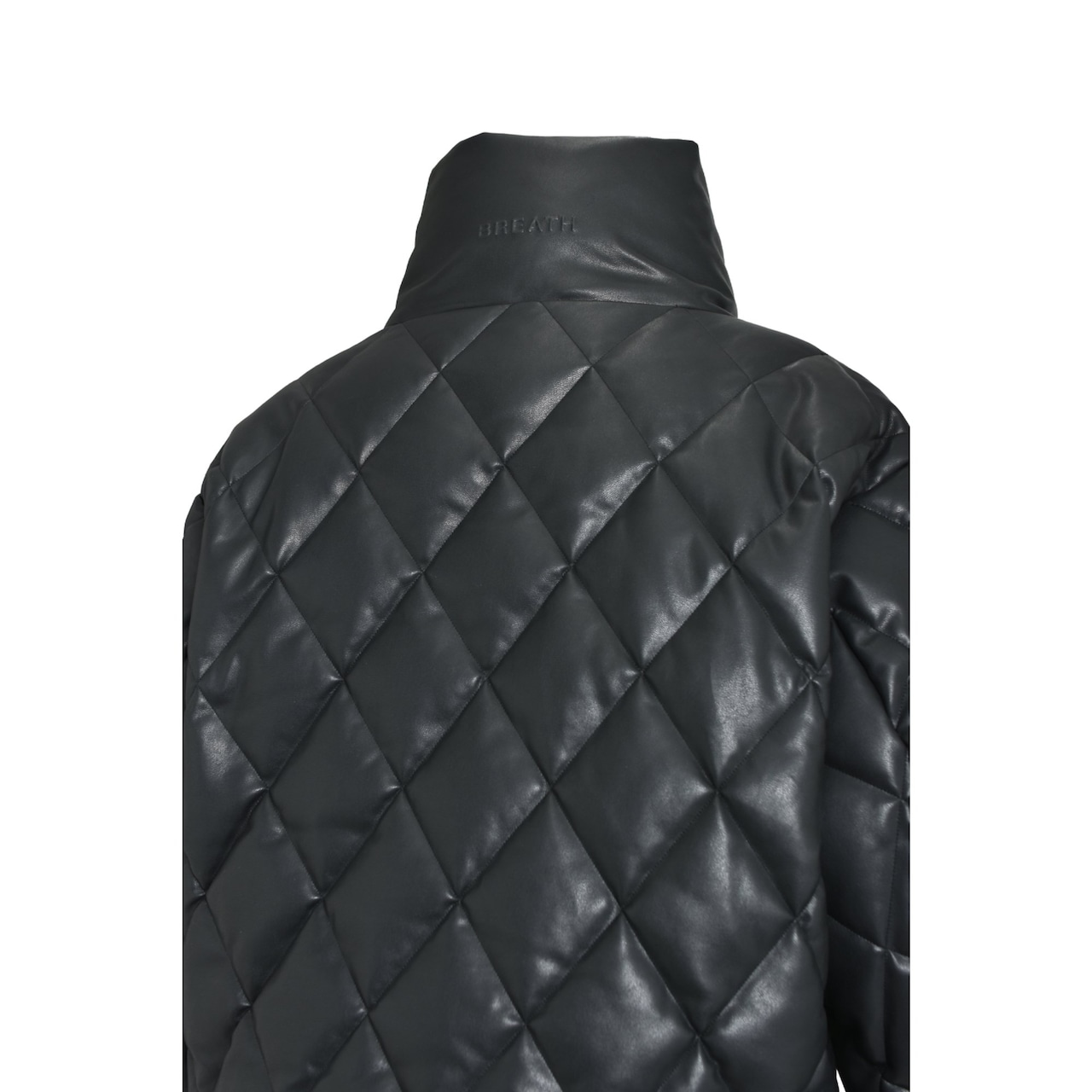 BREATH / faux leather quilting down jacket