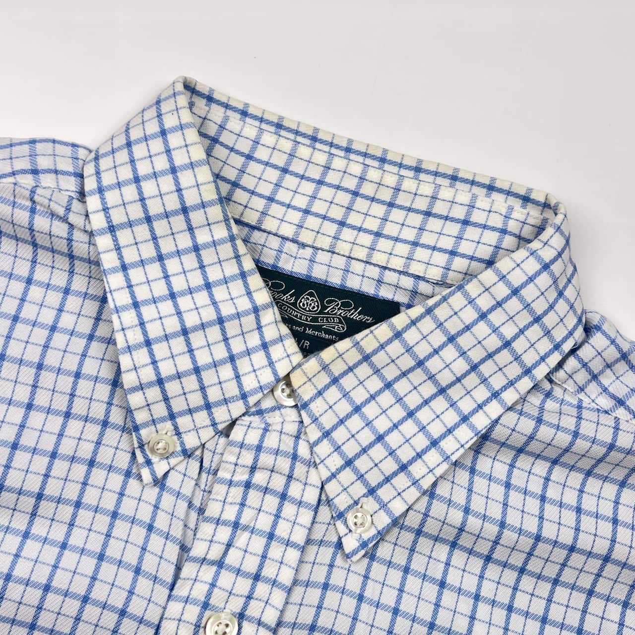 USA製 Brooks Brothers COUNTTRY CLUB ブルックスブラザーズ チェック BD ボタンダウン 長袖シャツ L/ブルー メンズ
