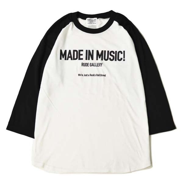 RUDE GALLEERY】 ルードギャラリー MADE IN MUSIC RAGLAN (WHITE