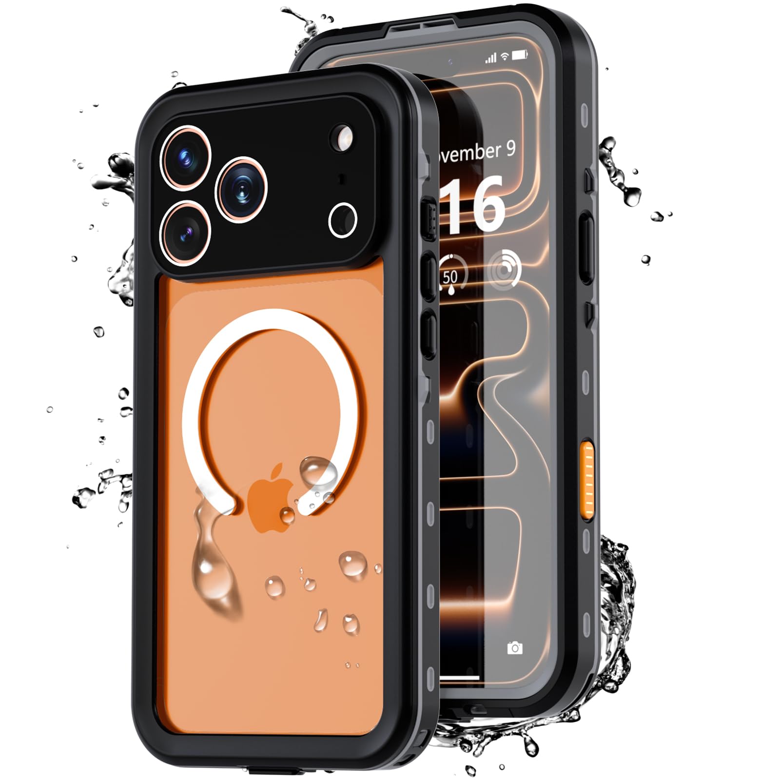 iPhone 18 Pro ケース / 17 Pro ケース IP68防水 耐衝撃 全面保護 防塵 MagSafe対応 ストラップ付き