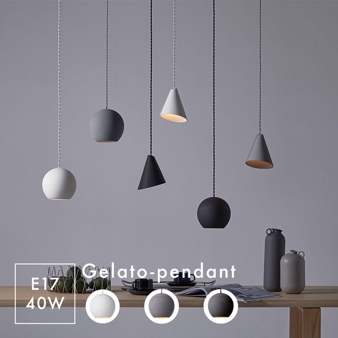 Gelato-pendant /ペンダントライト/照明/セラミック製