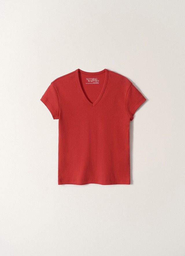 [NOTHING WRITTEN] 90's v-neck t-shirt (Red) 正規品 韓国ブランド 韓国通販 韓国代行 韓国ファッション ナッシングリトゥン 日本 店舗