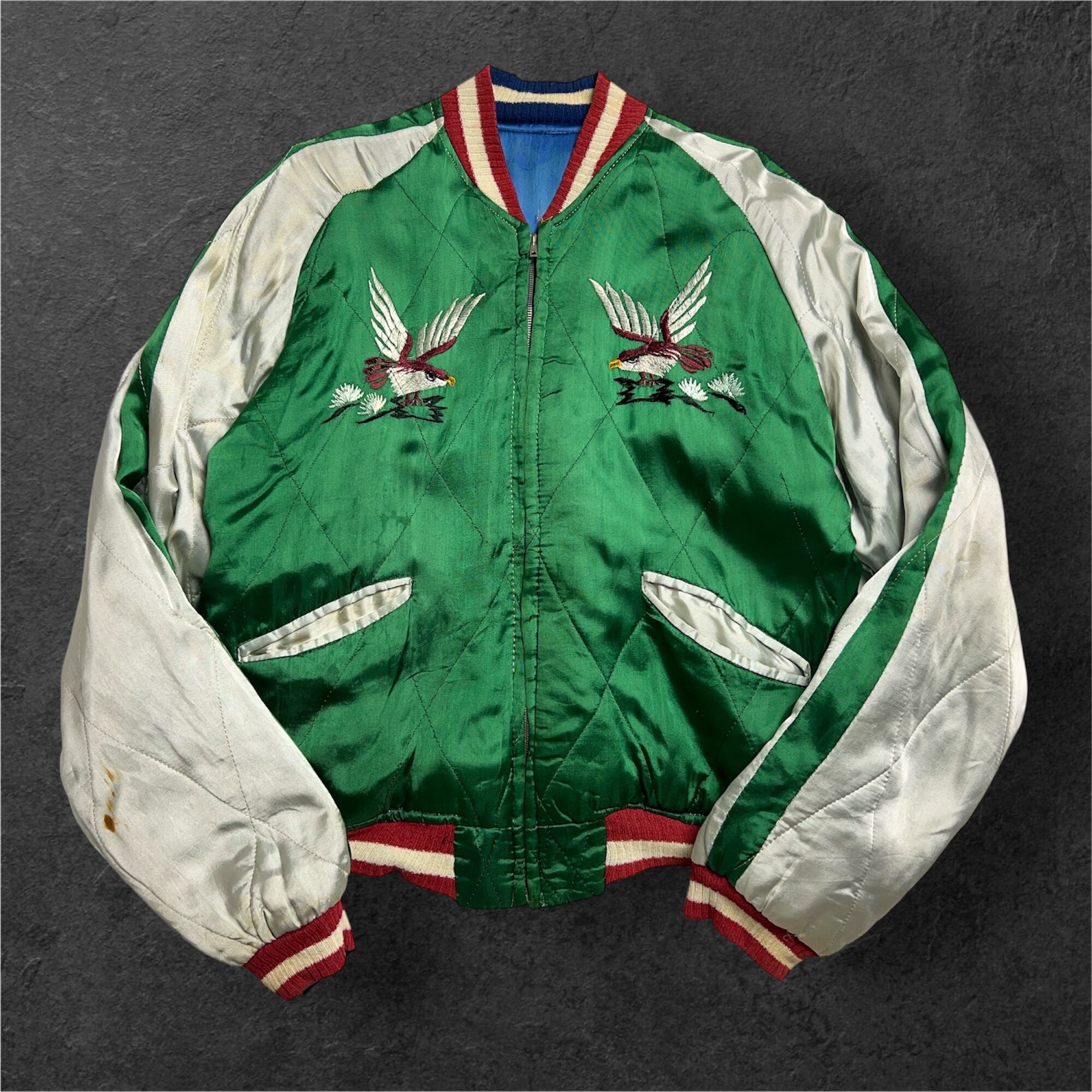 1950's SUKAJAN Souvenir Jacket Big Size 50年代 スカジャン 虎 鷲 鷹