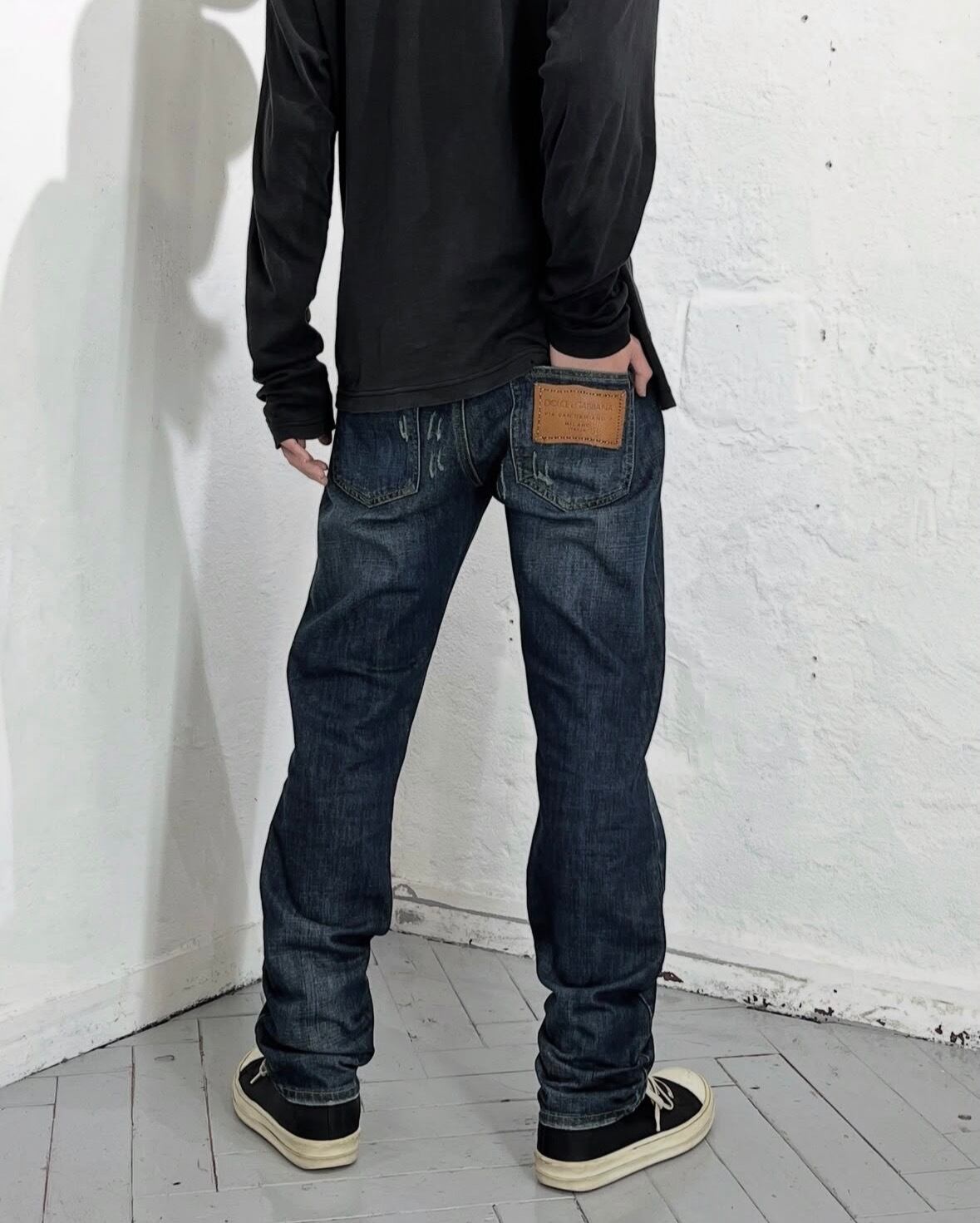 00s DOLCE&GABBANA Distressed Slim Denim Pants ITALY製