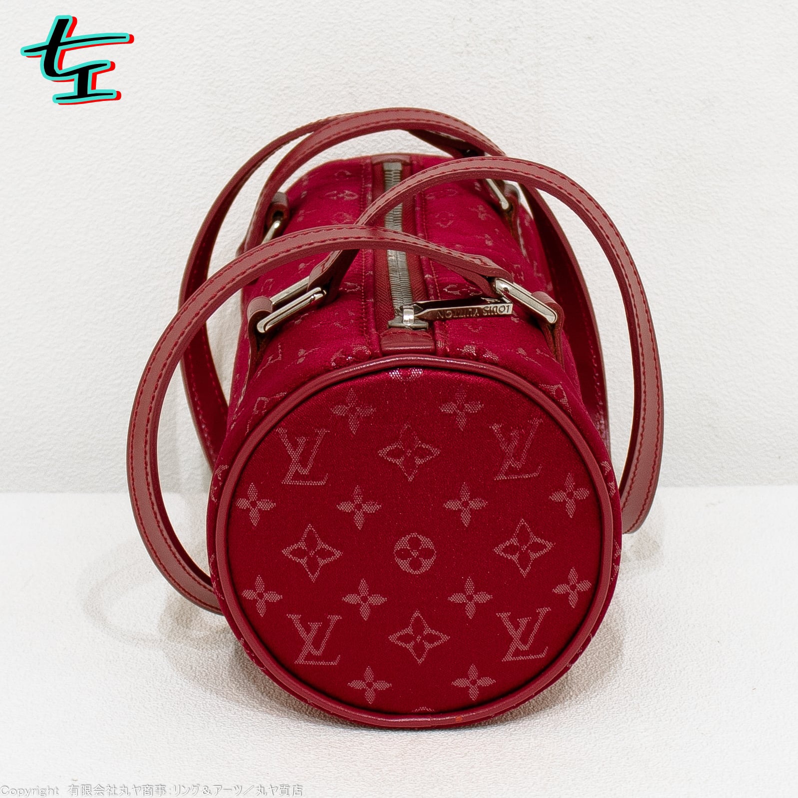 【LOUIS VUITTON】ルイ・ヴィトン リトルパピヨン M92353 モノグラムサテン 赤 TH0092 レディース ハンドバッグ