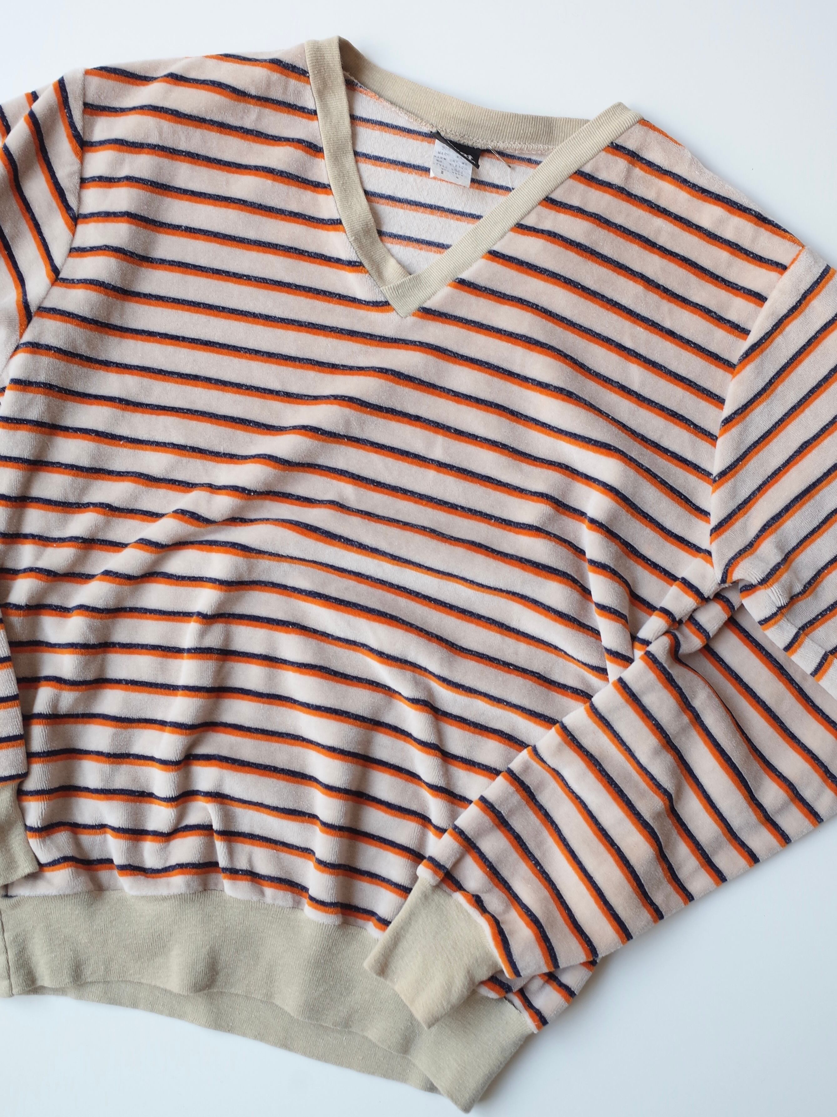 80-90s Border velour top "beige"