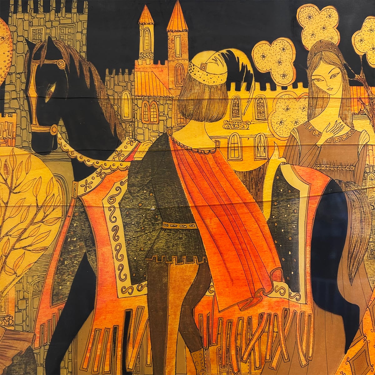 70s Italy 「Michi Sgorbigno」 painting art wooden panel | PANIC