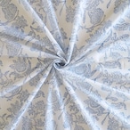 ブロックプリント生地【50cm単位】インド綿 花柄 白×ブルー #52810-WT1