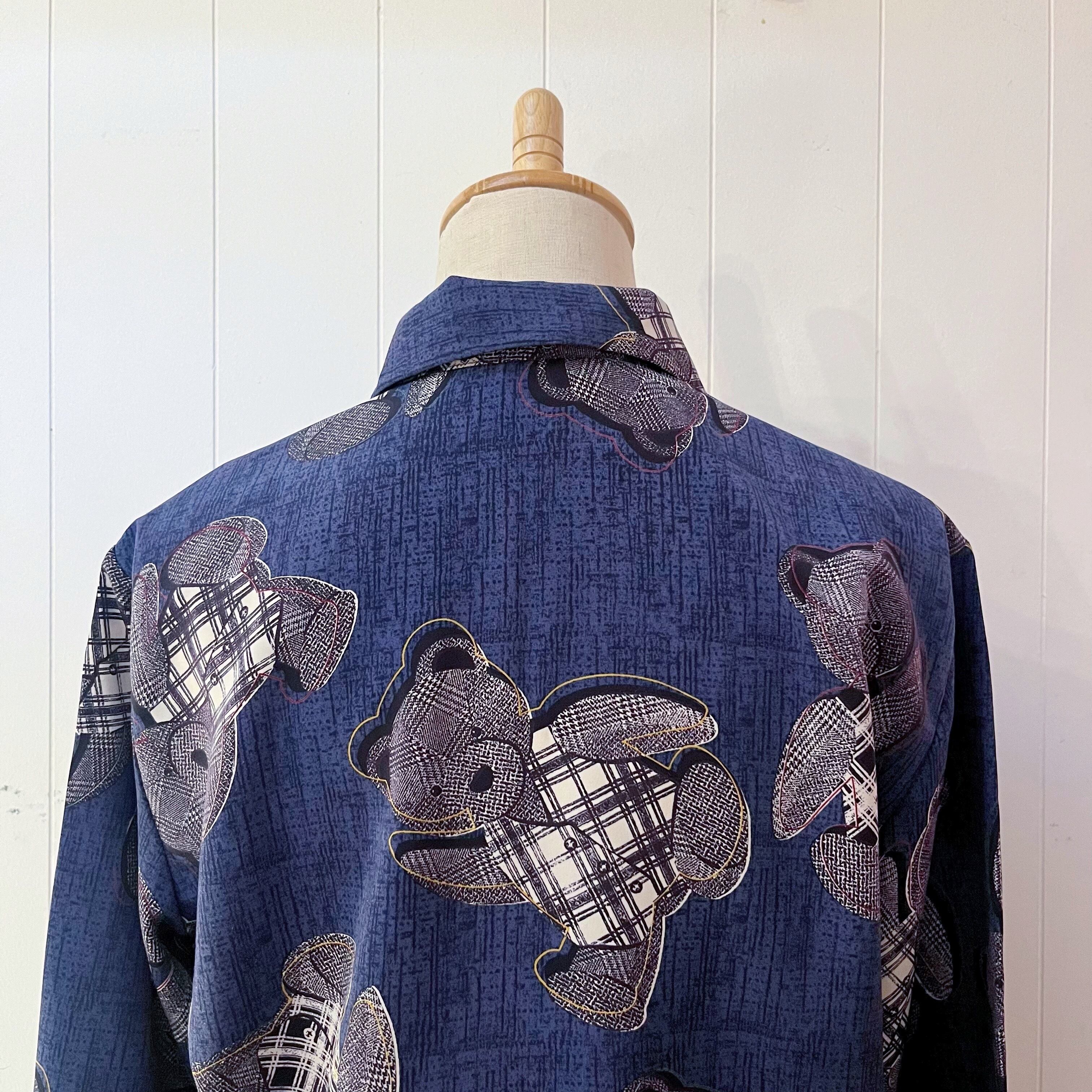 check vest bear navy blouse