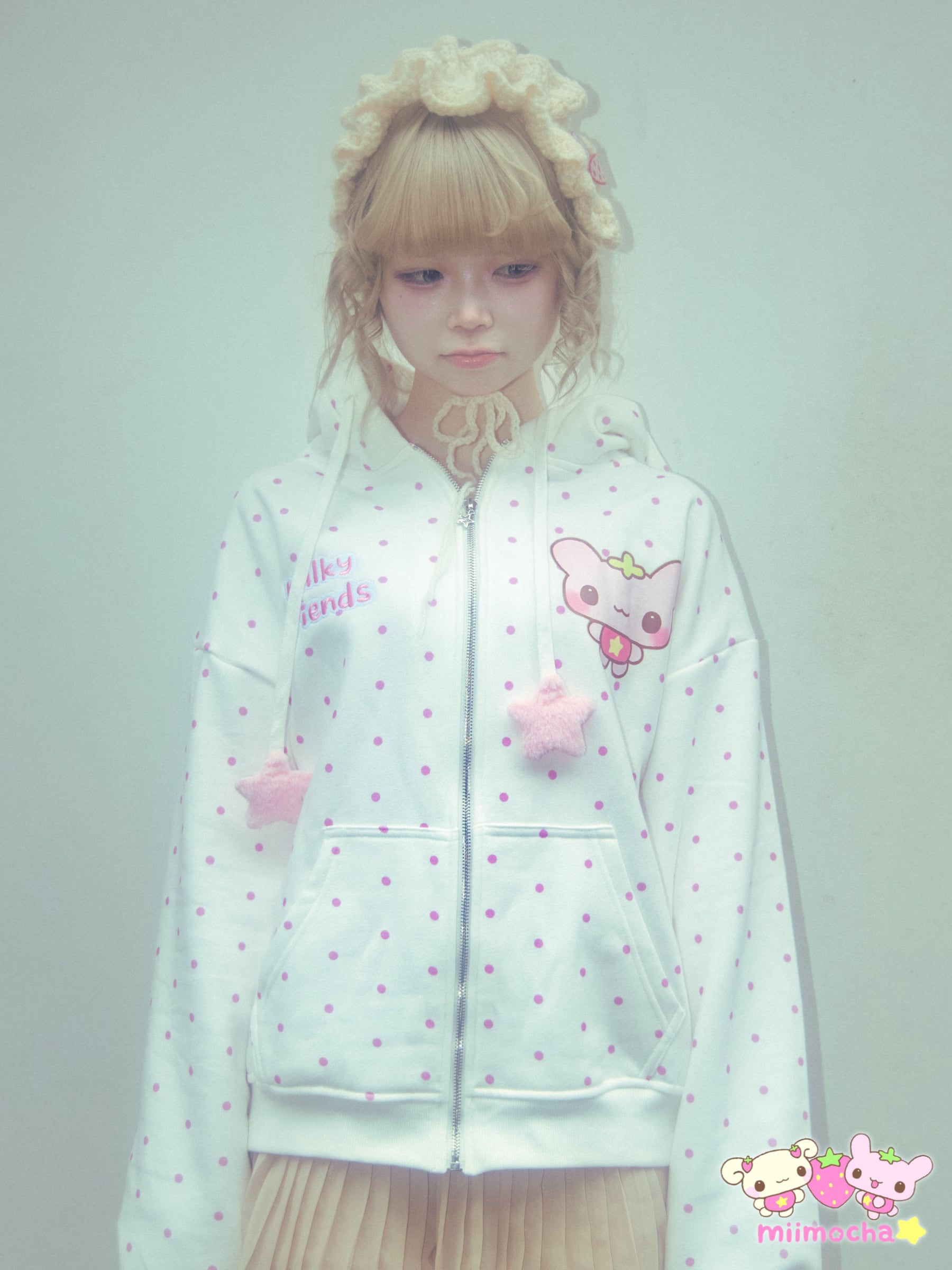 ほんわか milky friends hoodie white パーカー miimocha × HONWAKA】milky friends hoodie white | ほんわか