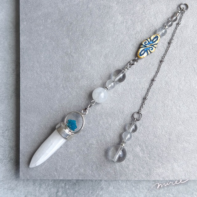 【スコレサイト×カバンサイト】光の召命を受け取るペンデュラム scolecite×cavansite pendulum