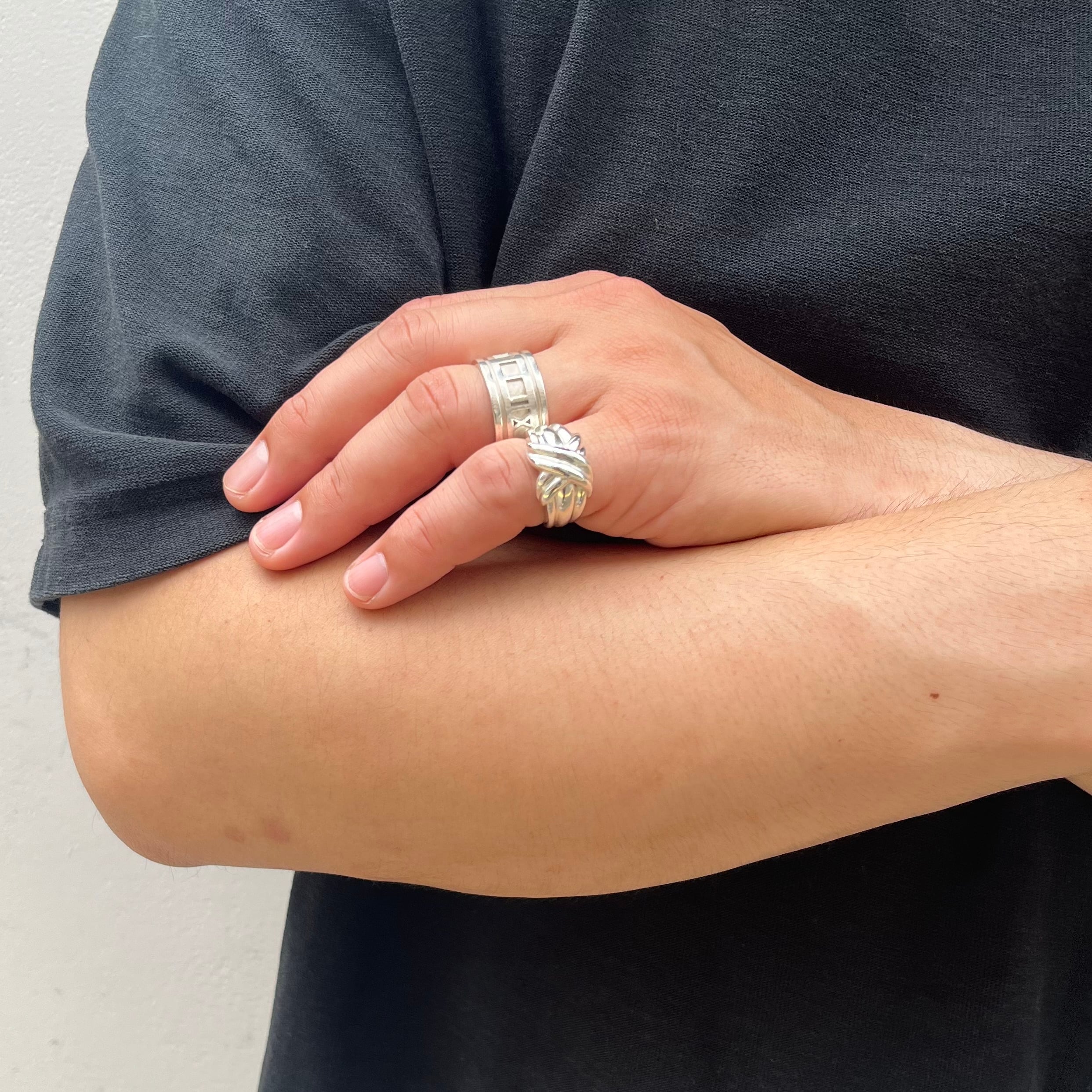 希少【TIFFANY&CO.】【11号】2782 ワイドシグネチャー ワイドリング