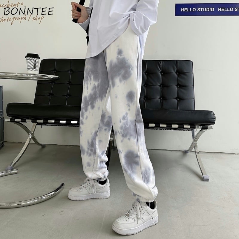 【新作】【送料無料】 パンツ女性春ジョガーワイドレッグパンツタイダイカジュアル弾性ウエスト原宿 90 年代韓国スタイルオールマッチミニマリスト Mujer 0253613557827