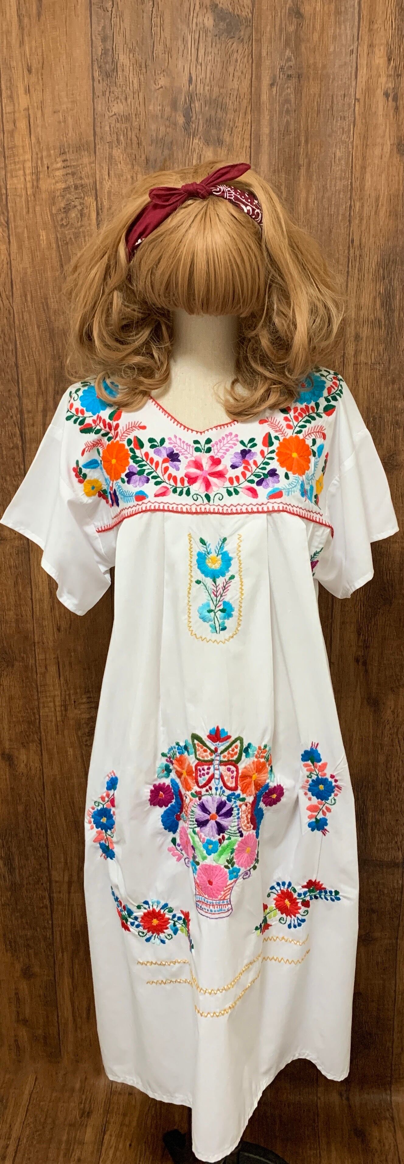ビンテージ メキシカン刺繍ワンピース ドレス 古着 メキシコ-