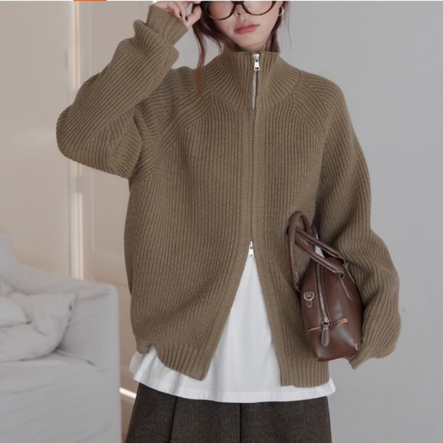 zip-up knit top 14042