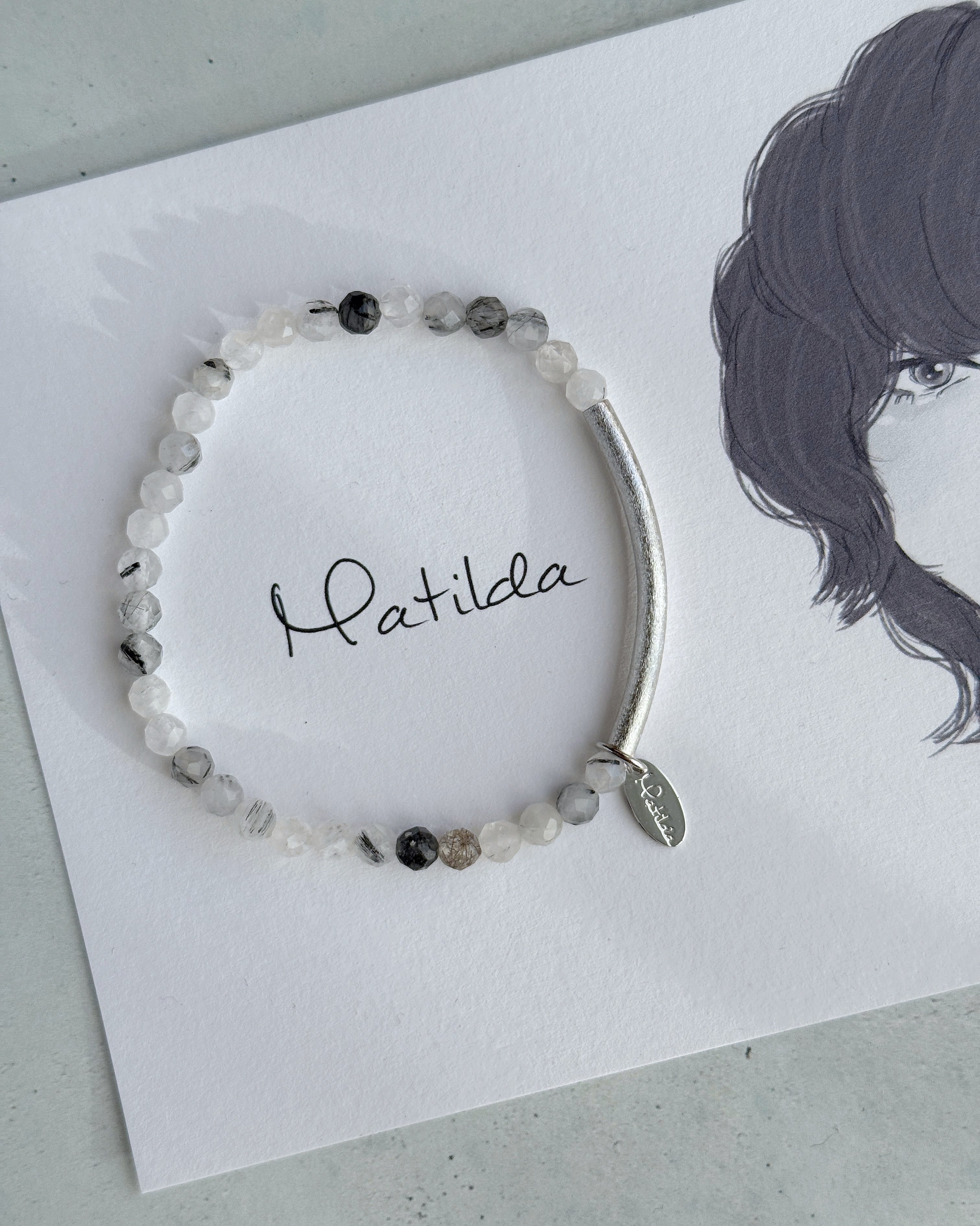 【再販】Tube & stone bracelet(ブラックルチルクォーツ)