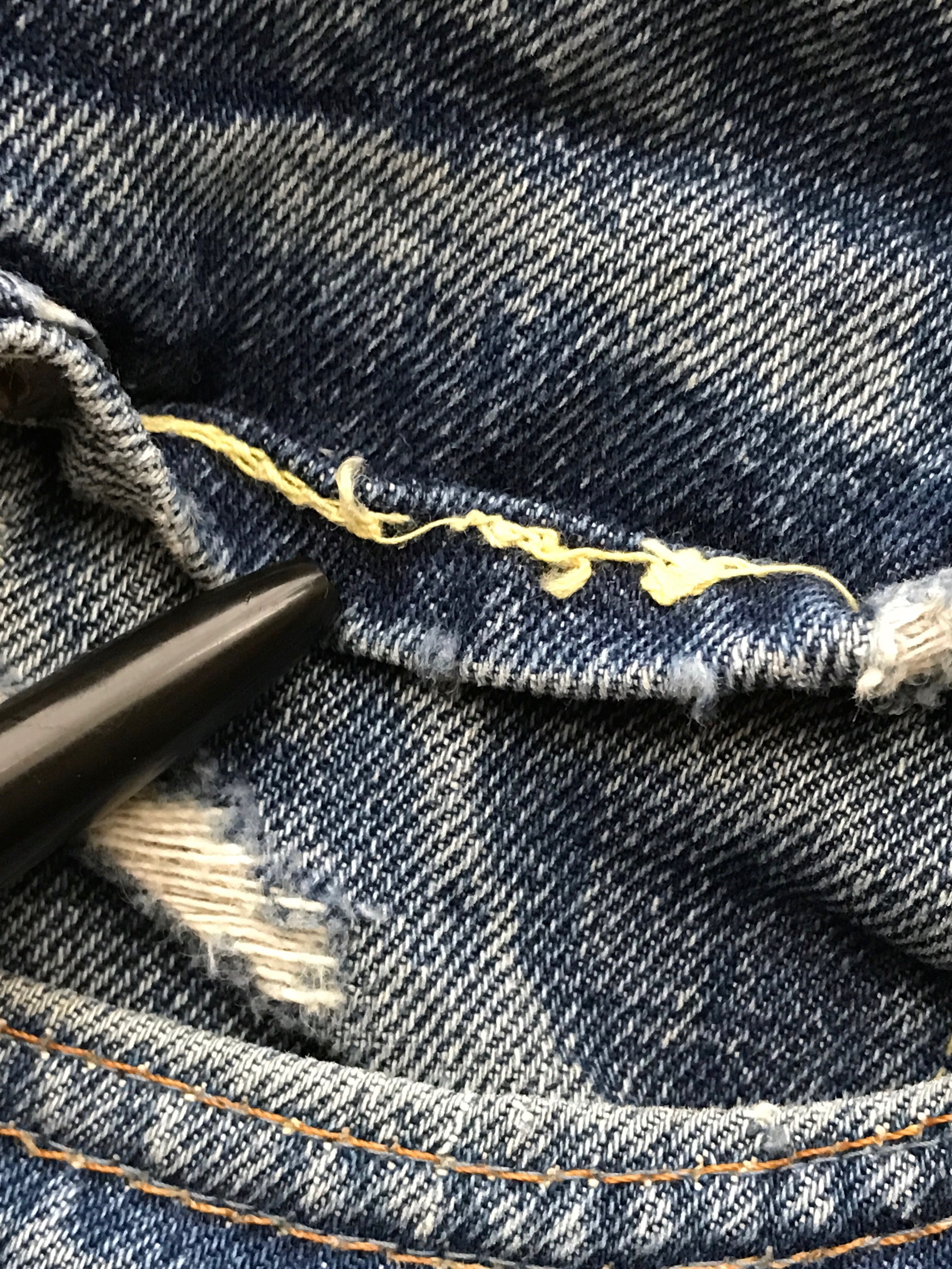 60's Levi's 505 BIG-E デニムパンツ リメイク 美色 リペア跡あり 実寸(35×31.5)