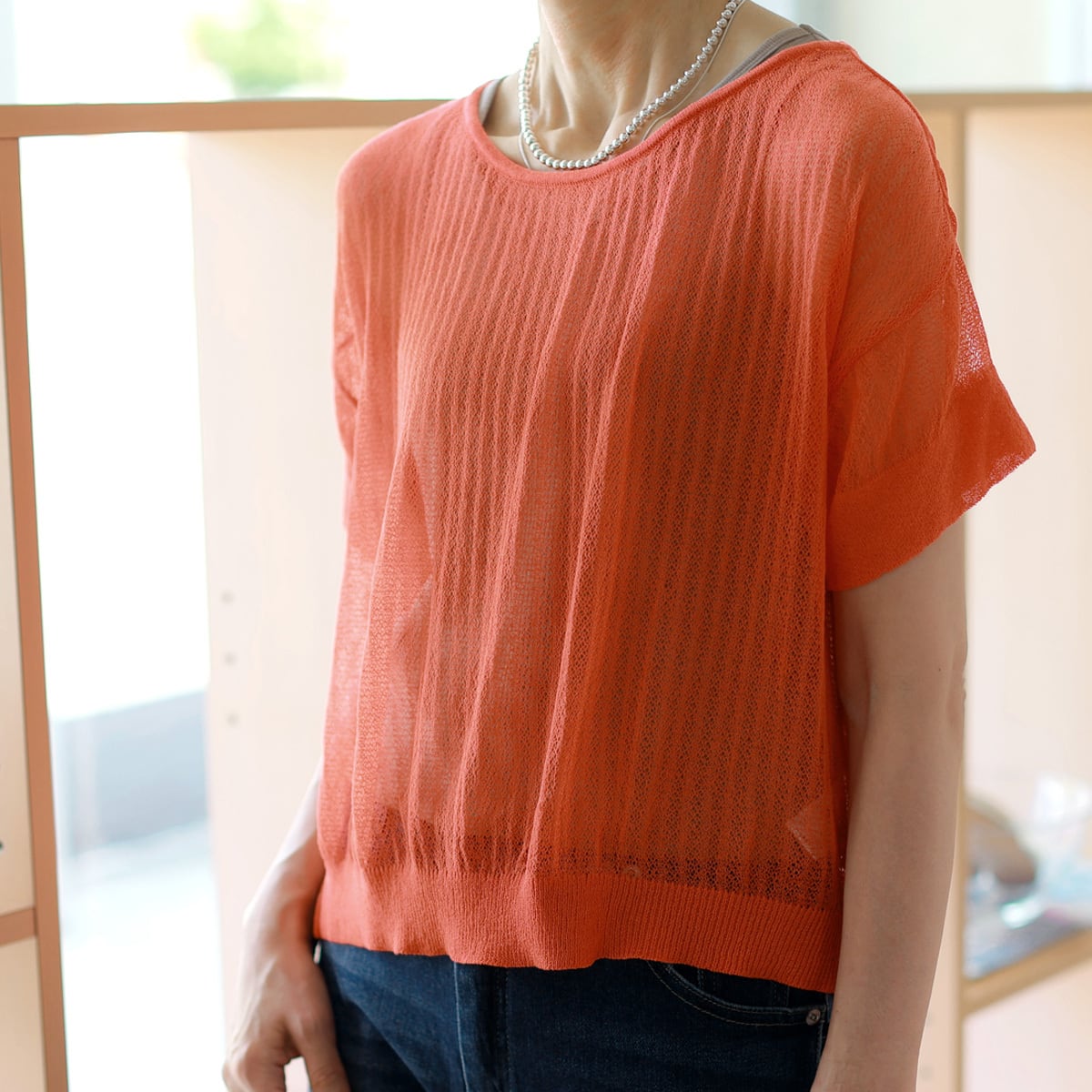 Dignite collier(ディニテ・コリエ) サイドスリット ルーミー シアーニット