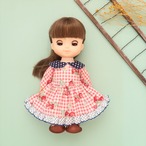 シンプルワンピース（赤いちご紺水玉）メルちゃんソランちゃん