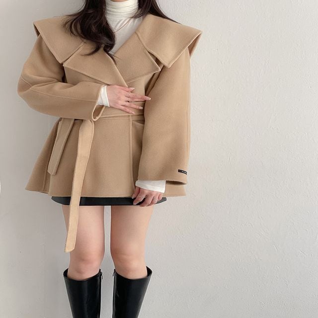 【予約販売】ショートコート レディース カジュアル アウター きれいめ ミニ丈 かわいい ベージュ/ブラック/ブラウン S/M