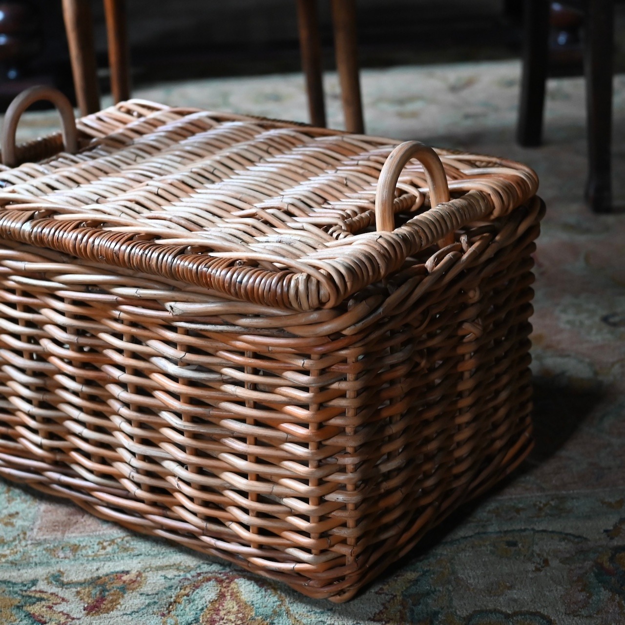 ストックバスケット〈ラタン・籐・カゴ・収納・おもちゃ箱 〉111242