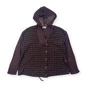 リネン混 Senso-unico センソユニコ シースルー ボーダー切替 メッシュ ニット フード ジャケット 羽織 9/ブラウン系 レディース