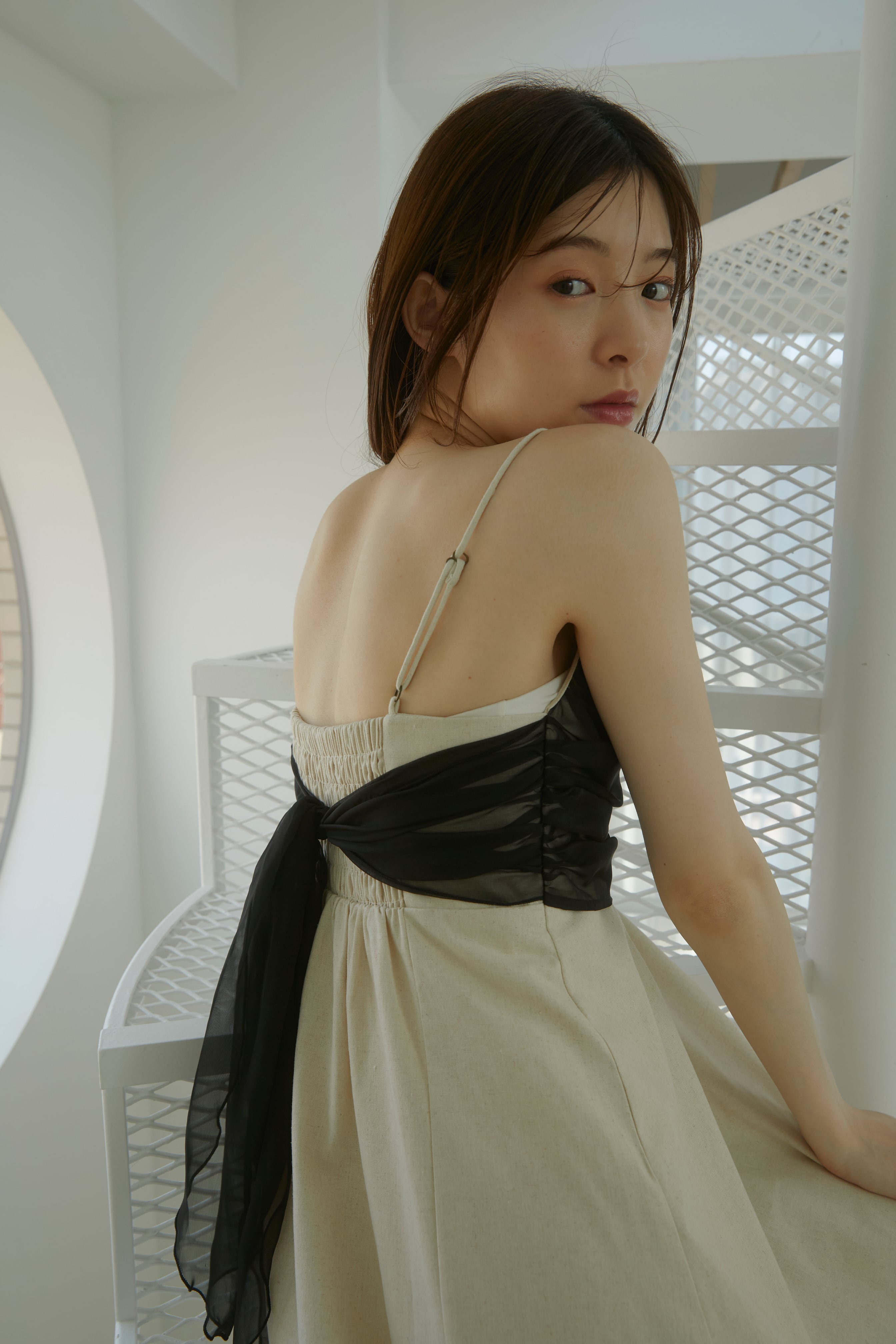 ワンピース Back ribbon jacquard cami one-piece Back ribbon 書ける jacquard cami one-piece
