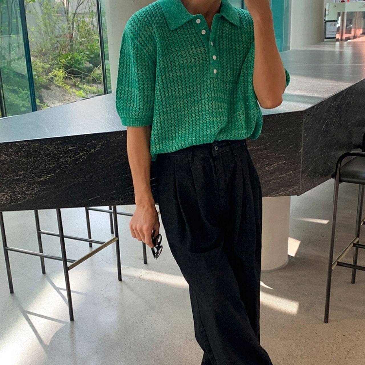 ルーズカラーニットポロシャツ　MT0080438