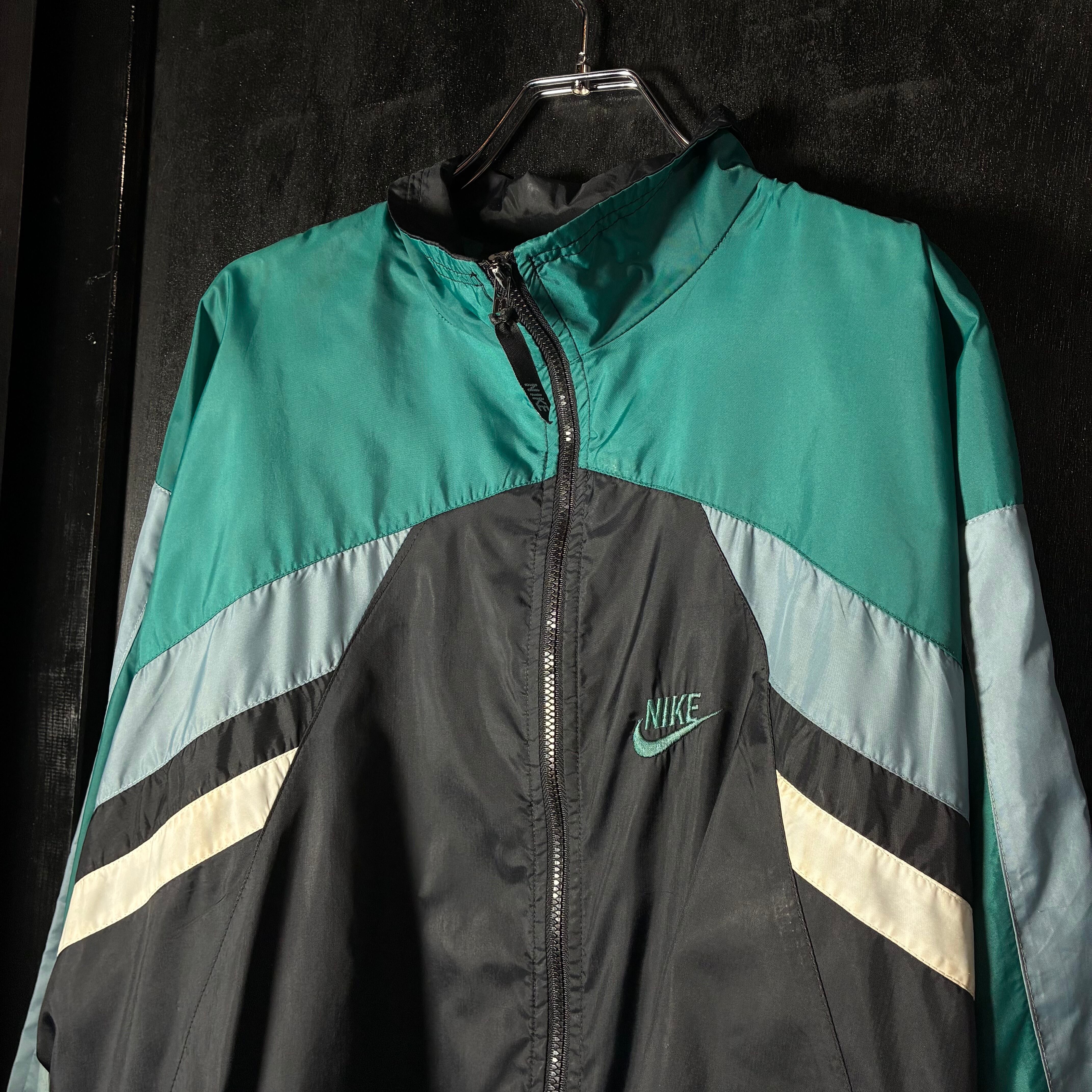 90s NIKE ナイロンジャケット グリーン×ブラック切替 ナイキ | 古着屋