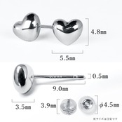 Pt900 ぷっくりハート ネックレスorピアス 選べる