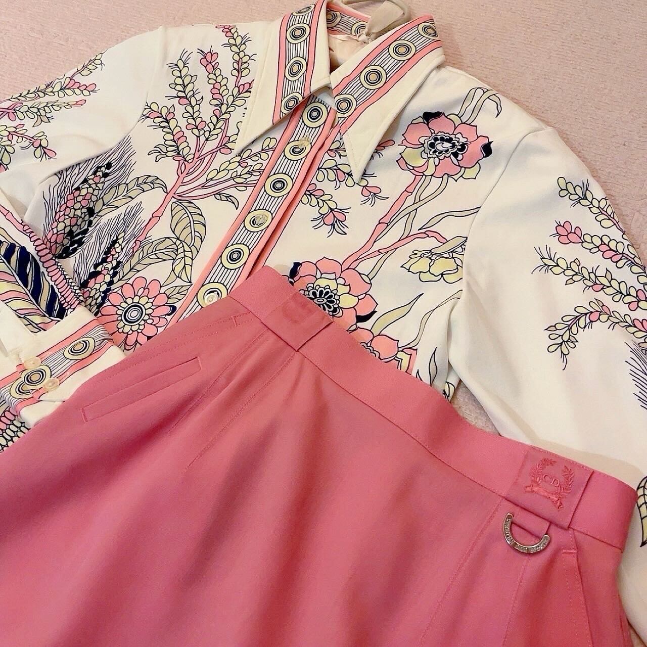 pink yellow botanical blouse