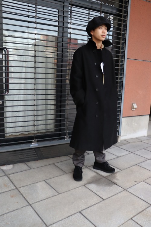 nonnotte "ハイカウントモールスキンSPLIT RAGLAN OVERCOAT (DEEP BLACK)"