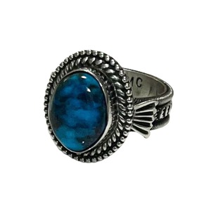 navajo Mary Cayantineto smoky bisbee turquoise silver ring