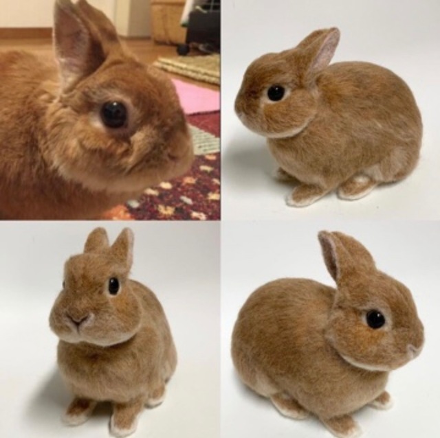 【オーダーメイド】【Lサイズ】羊毛フェルト　うさぎ　ペット　うちの子　オーダー　人形　ぬいぐるみ　プレゼントやギフトにも