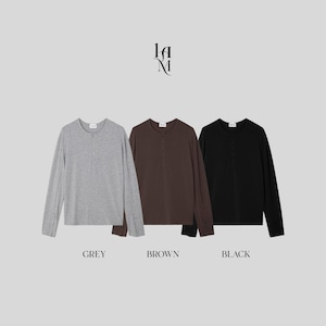 【Muscle Fit】Slim Henley Neck Long Sleeve Shirt
