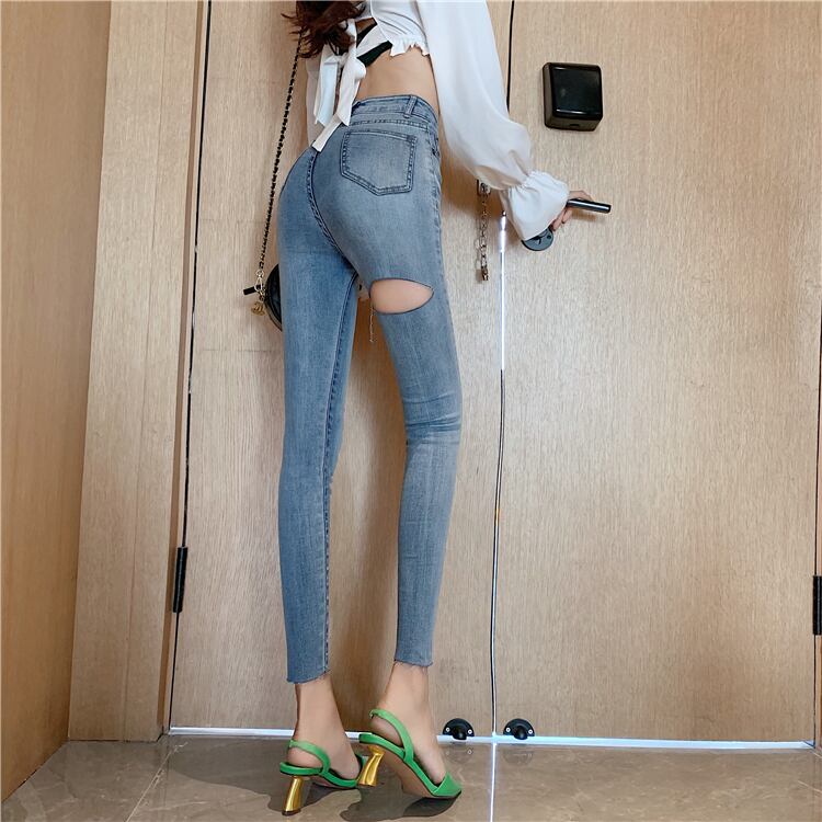 スリムハイウェストウェストジーンズ レディーススプリングスタイルパンツ 春物 ドラファッションホール5617501618