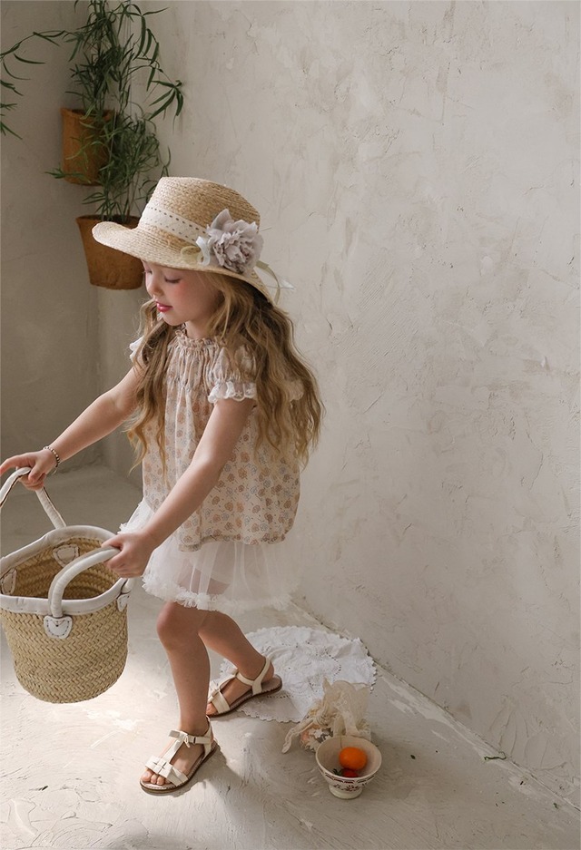 ※お洋服と同梱限定※【5/9〆予約】<flo>  Mitchell flower straw Hat
