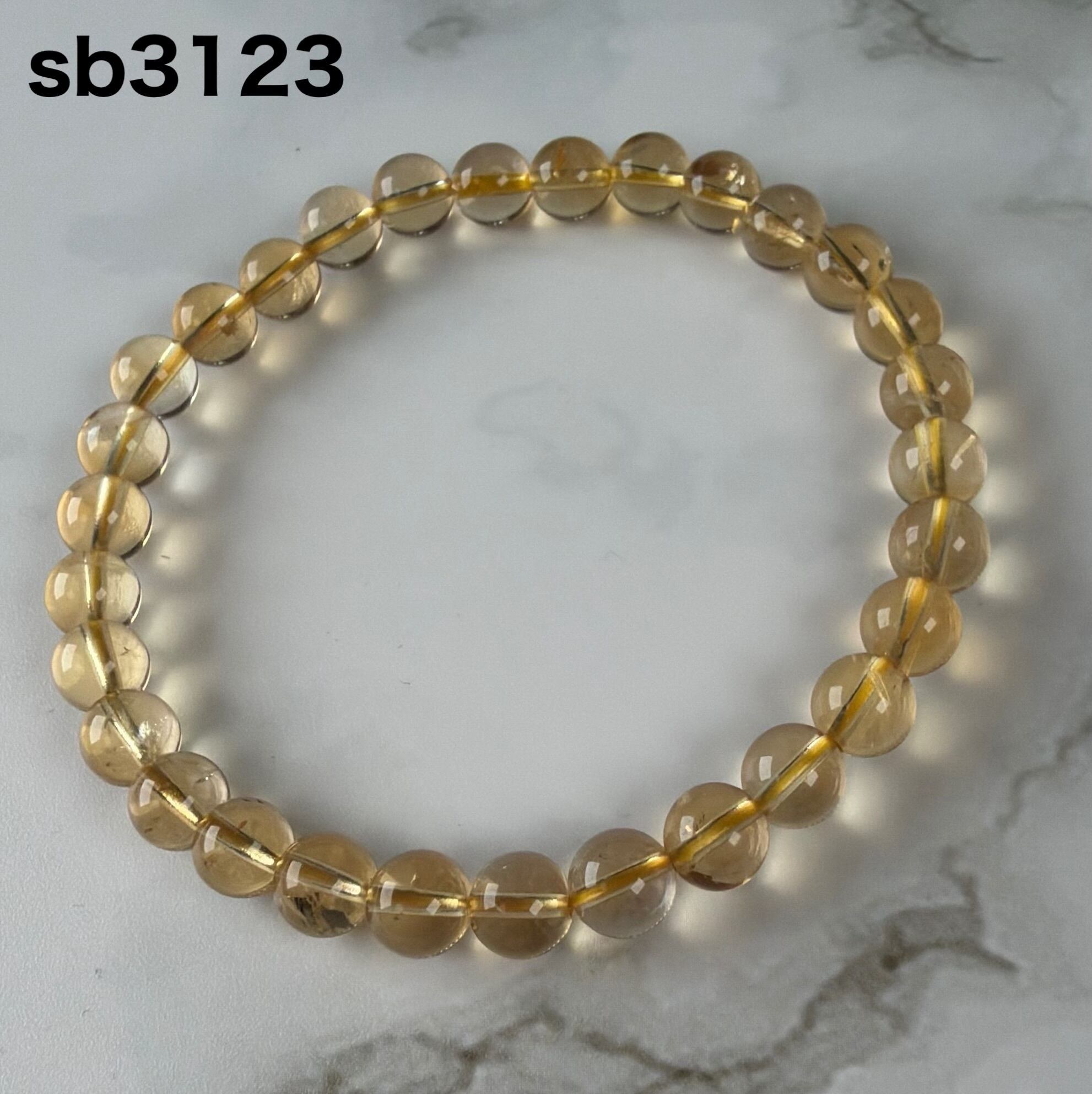 高品質 シトリン 6ミリビーズ ゴムブレス sb3123 | 天然石の詩