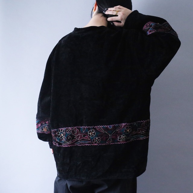 "刺繍" multi fabric switching design over silhouette special jacket