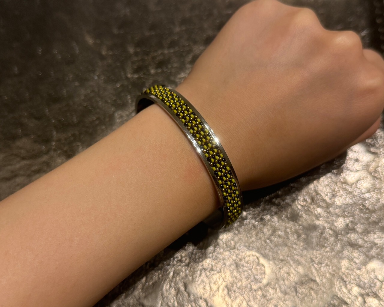 ステンレスブレスレット　グリーン&ブラック